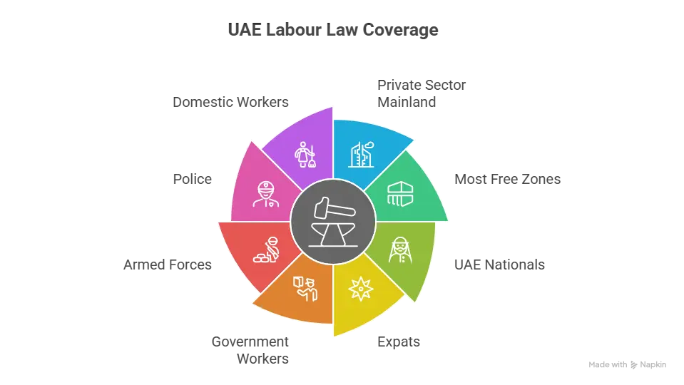 uae labour law coverage infographic