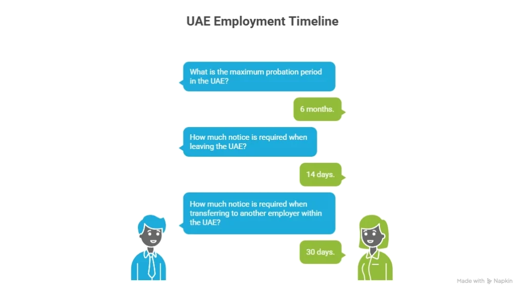 uae labour law probation period rules infographic