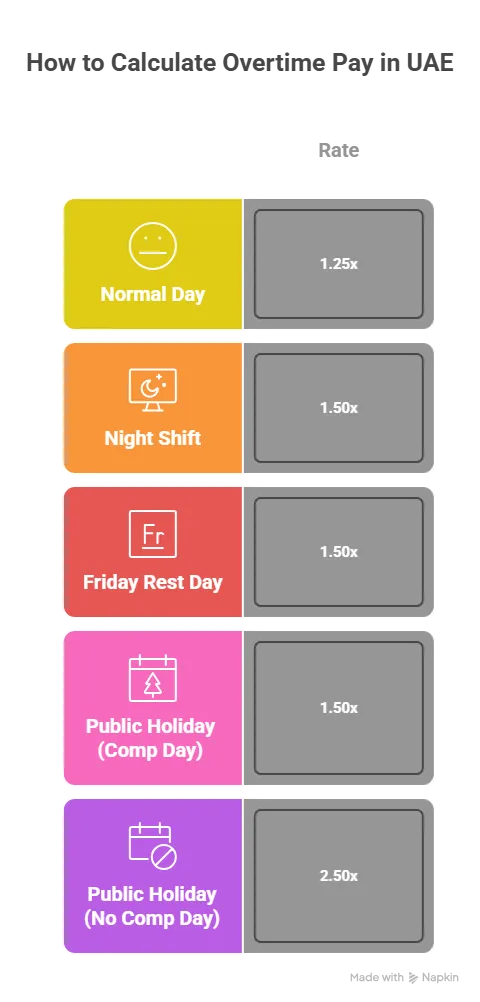 how to calculate overtime in uae infographic